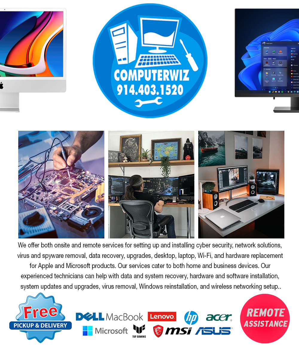 We offer both onsite and remote services for setting up and installing cyber security, network solutions, virus and spyware removal, data recovery, upgrades, desktop, laptop, Wi-Fi, and hardware replacement for Apple and Microsoft products. Our services cater to both home and business devices. Our experienced technicians can help with data and system recovery, hardware and software installation, system updates and upgrades, virus removal, Windows reinstallation, and wireless networking setup…